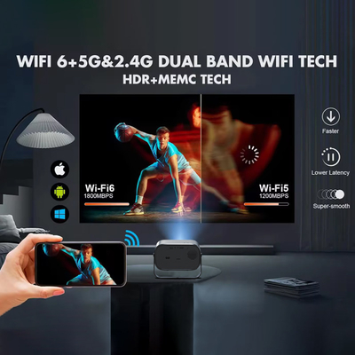BT 5.0 ब्लूटूथ मिनी पोर्टेबल प्रोजेक्टर बहु कोण समायोजन के साथ कीस्टोन सुधार और एलईडी प्रकाश स्रोत डिस्प्ले चिप