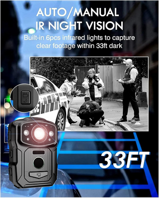 4K रिज़ॉल्यूशन IP68 वाईफ़ाई बॉडी-वेयर कैमरे H.264/H.265 वीडियो एन्कोडिंग एनएफसी और एंड्रॉइड 10 सिस्टम के साथ