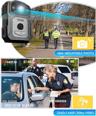 4K रिज़ॉल्यूशन IP68 वाईफ़ाई बॉडी-वेयर कैमरे H.264/H.265 वीडियो एन्कोडिंग एनएफसी और एंड्रॉइड 10 सिस्टम के साथ