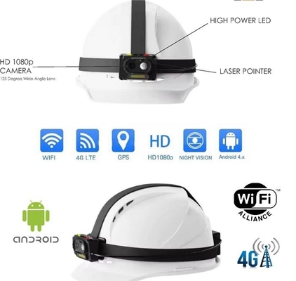 4G वाईफाई एआई सुरक्षा हेलमेट कैमरा 1080P 30fps / 720 30fps जीपीएस लाइव स्ट्रीमिंग हार्डहैट