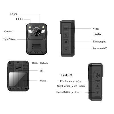 2 इंच GPS पर्सनल मिनी बॉडी वॉर्न कैमरा जिसमें दोहरे कैमरा लेंस रिकॉर्डिंग हैं